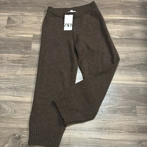 **NWT** Zara Straight Leg Knit Pants - Picture 2 of 7